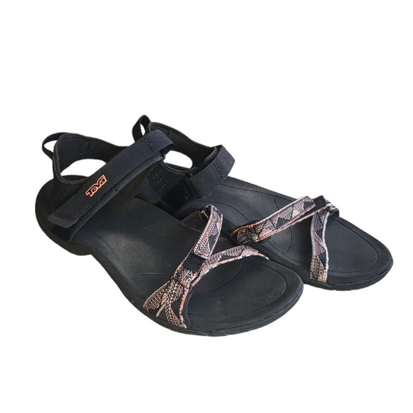 Teva Verra Slides Walking Sandals in Black Salmon - Picture 2 of 10